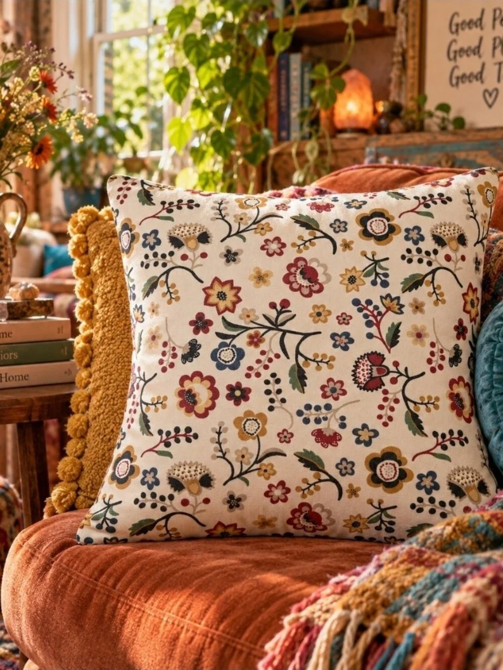 4/$15 20x20 Floral Pillow Cover Botanical Boho Cottagecore Grandmillennial Grand